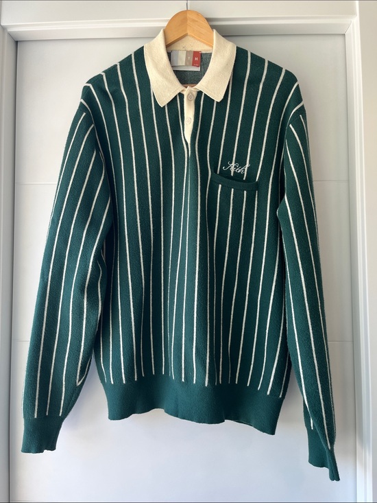 Kith Other - Kith Harmon Rugby Pullover Sweater Green and Cream